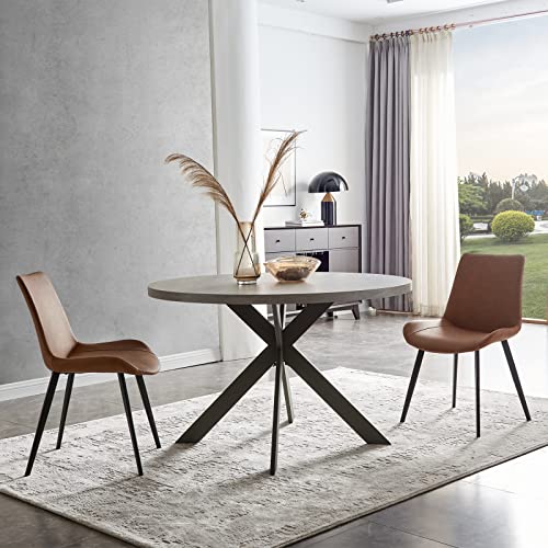 47-Round-Dining-Table-Set-Mid-Century-Modern-Round-Dining-Table-for-4-6-Person-Steel-Legs-Leisure-Coffee-Table-for-Kitchen-Dining-Room-Save-Space 47 Round Dining Table Set Mid Century Modern Round Dining Table for 4 6 Person Steel Legs Leisure Coffee Table for Kitchen Dining Room Save Space