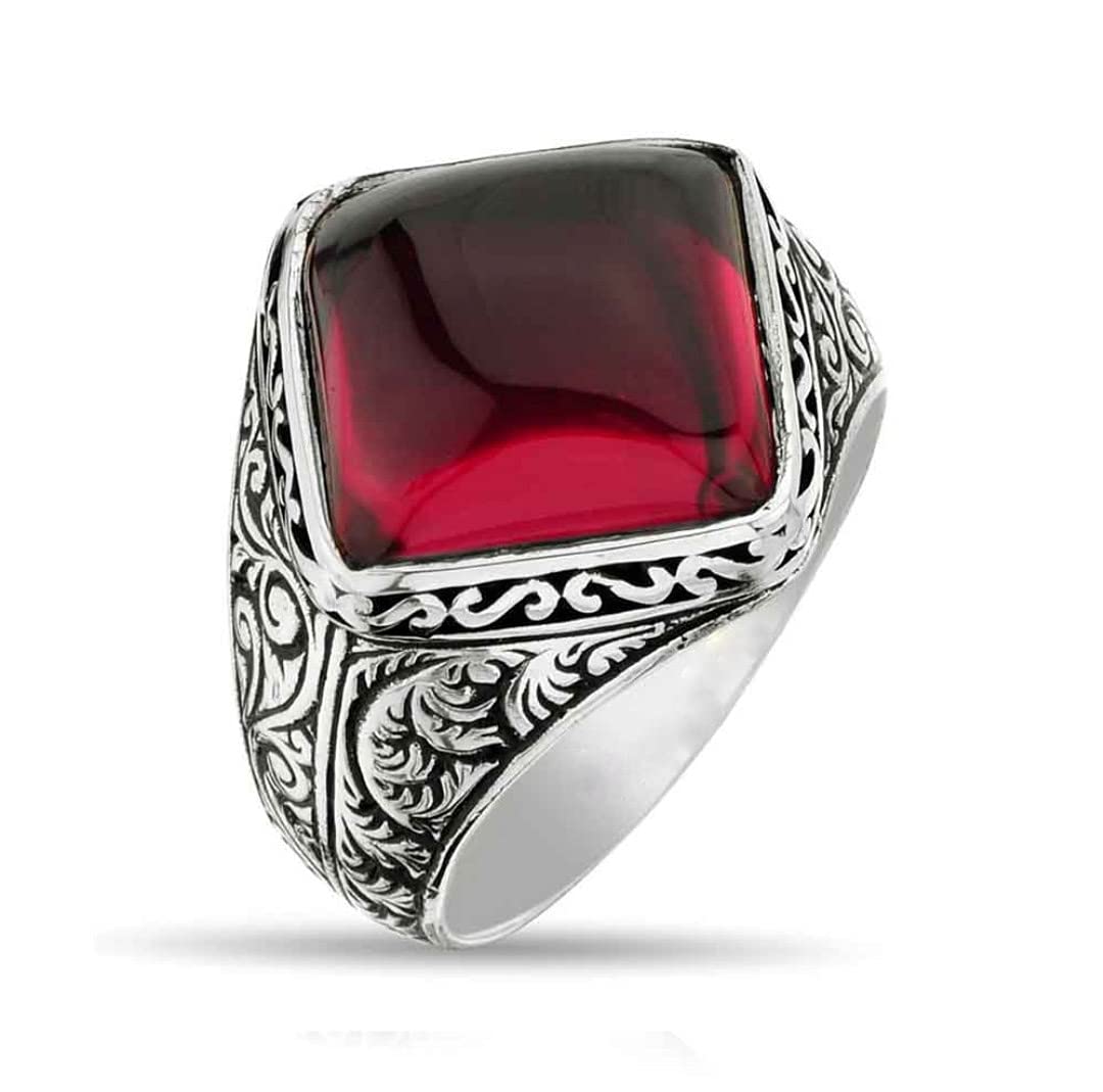Carat Sutra RARE PRINCE Turkish Ring | Silver Ring with Synthetic Ruby | Sterling Silver 925 Turkish Ring | jewellery for Mens Ring| With Certificate of Authenticity and 925 Hallmark (B09B3SJT5D) Amazon Price History, Amazon Price Tracker