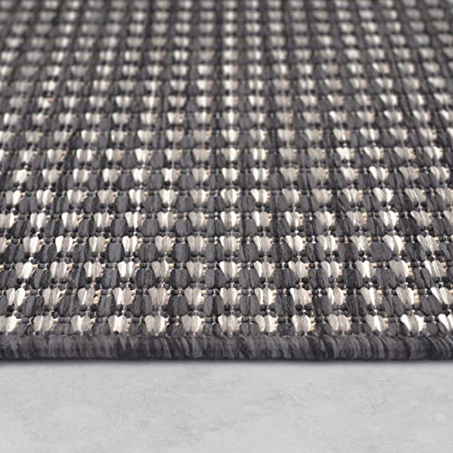 Paco Home Outdoor Rug For Garden Area Rug Living Room Kitchen Rug Modern Aztec Pattern Monochrome Mottled, Size:60x100 cm, Colour:Anthracite