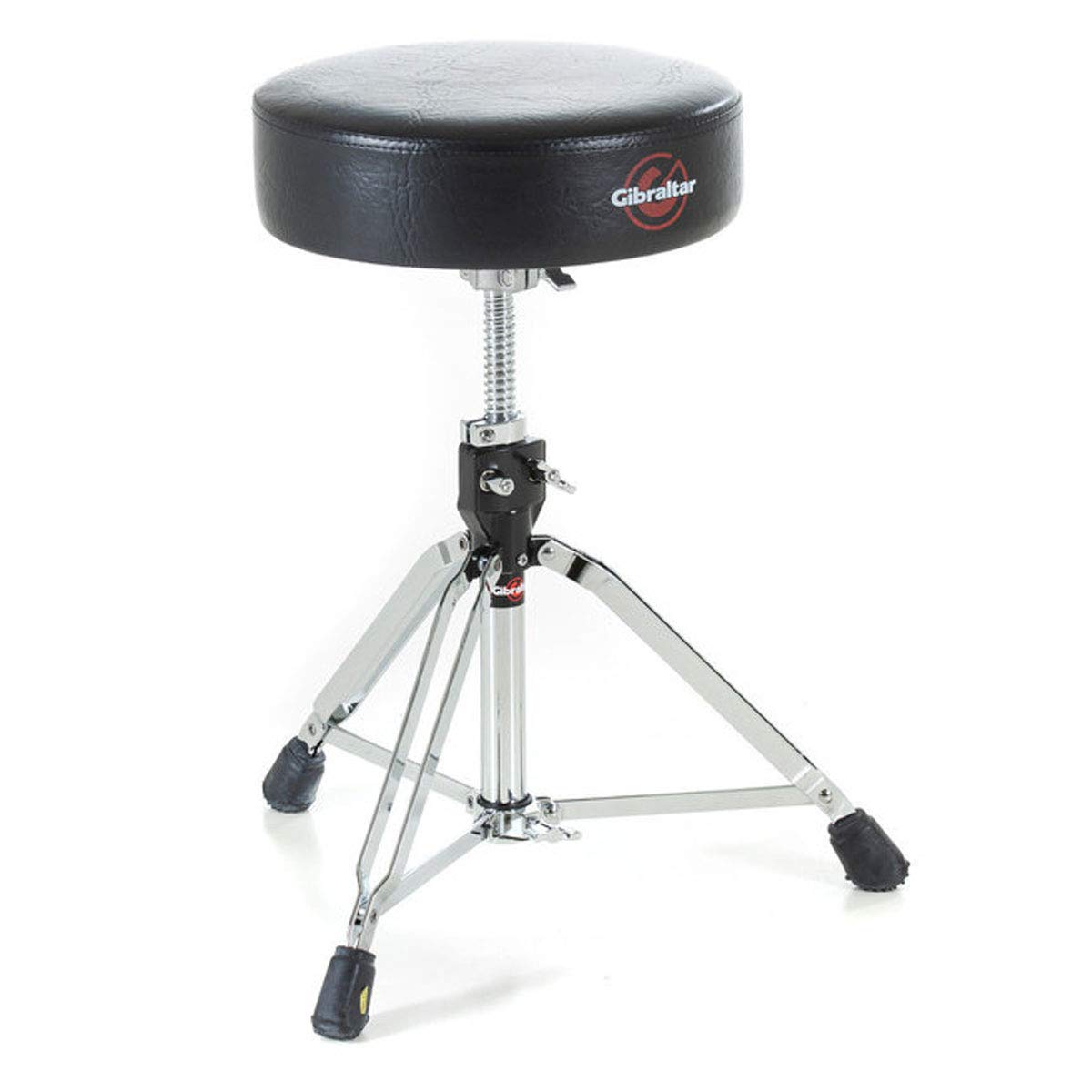 Gibraltar 9608E - Taburete para batería (asiento redondo, incluye baquetas de batería Keepdrum)