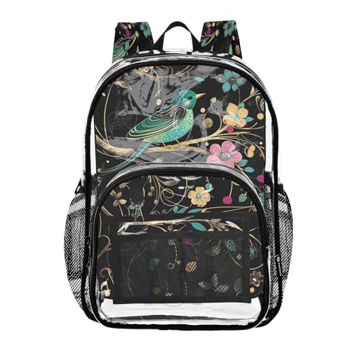 Clear Backpack for School Singing Bird Tree Transparent Bookbag for Girls See Through PVC Boy Backpacks