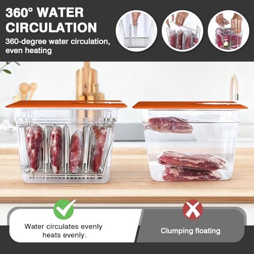 Bac cuisson sous vide 12L anti-flottaison avec support silicone pour thermoplongeur - 5