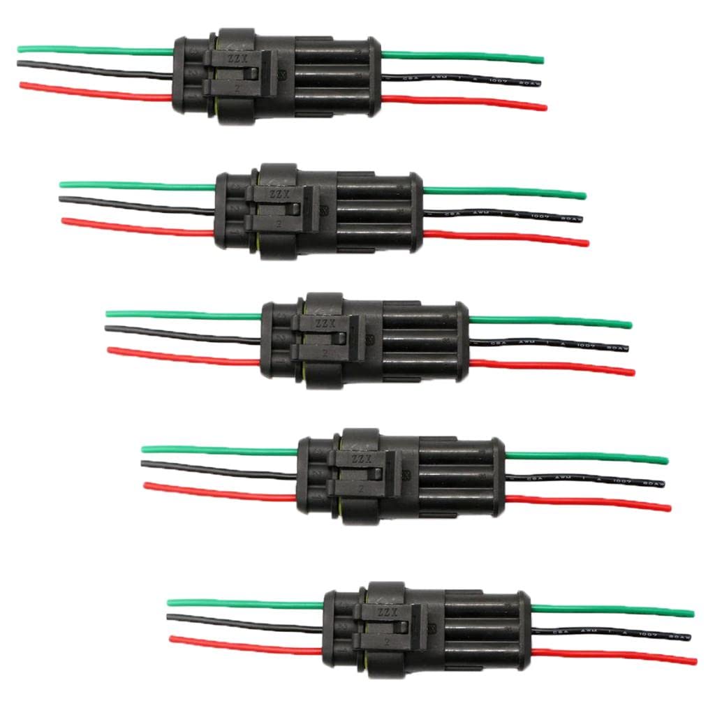 ATORSE 3 Pin Way Car Waterproof Electrical Connector Plug with Wire Awg Marine Pack of 5-image-48