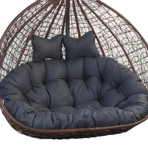 Coussin de rechange pour chaise double œuf à suspendre avec coussin pour terrasse ou jardin 2 places Gris foncé 150 x 110 cm