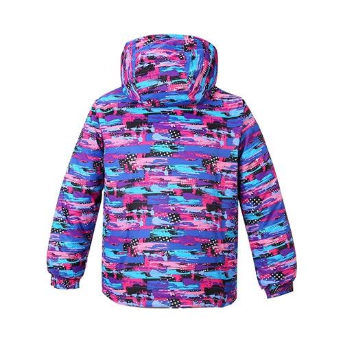 Wowulovely Girls Thicken Warm Snowsuit Hooded Ski Jacket Pants Set Waterproof Breathable Ski Suits(Zt,Rose 10) #TOP4