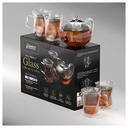 40 Oz Unique Glass teapot Set with 4 double wall insulated Cups, Tea Kettles for Stovetop With Infusers For Loose Tea, Perfect Mom Gift