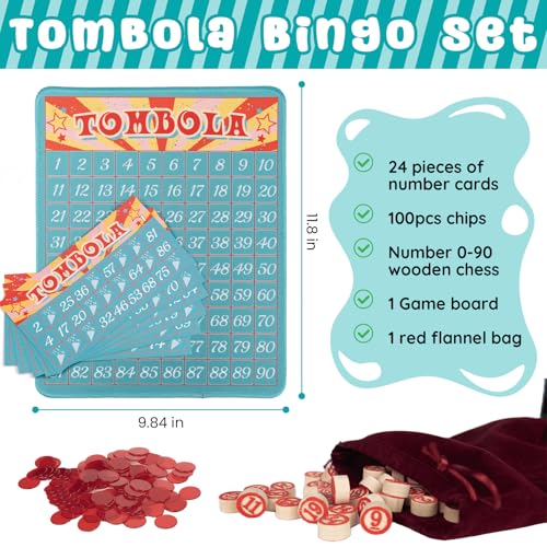 Juego Tombola Bingo, tradicional italiano hasta 24 jugadores miniatura 2