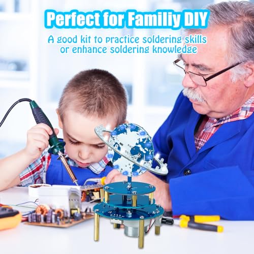 pemenol soldering practice project kit diy globe planetary motion soldering kit rotating universe model electronic kit with music brightness adjustable for stem education high school college present