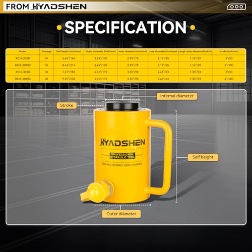 Image of 20T 2 inch Stroke Hydraulic Hollow Cylinder Jack Porta Power Ram Jack Hydraulic Lifting Cylinder Industrial Hollow Hydraulic Cylinder Jack for Machinery and Shipbuilding