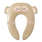 Hippypotamus Travel Potty Seat for Toddler - Folding Potty Training Seat - Portable Toilet Seat Cover for Baby & Kids (BEIGE Monkey)