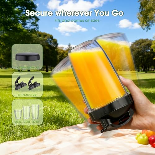 Image of H-Duka Countertop Blenders for Kitchen 25000RPM Personal Blender for Shakes and Smoothies with 37oz 32oz 23oz Portable Cups, Smoothie Blender for Ice Crushing, Frozen Drinks, Milkshake, Juice, Nuts