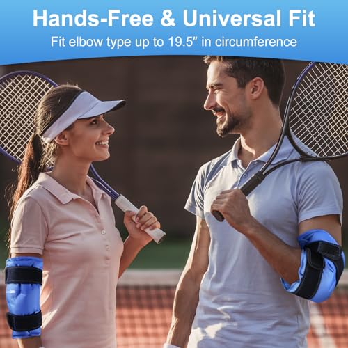 Image of SuzziPad Elbow Ice Pack Wrap - Wearable Cold Compression Sleeve for Elbow & Forearm, Reusable Ice Pack for Tennis & Golf Recovery, Blue