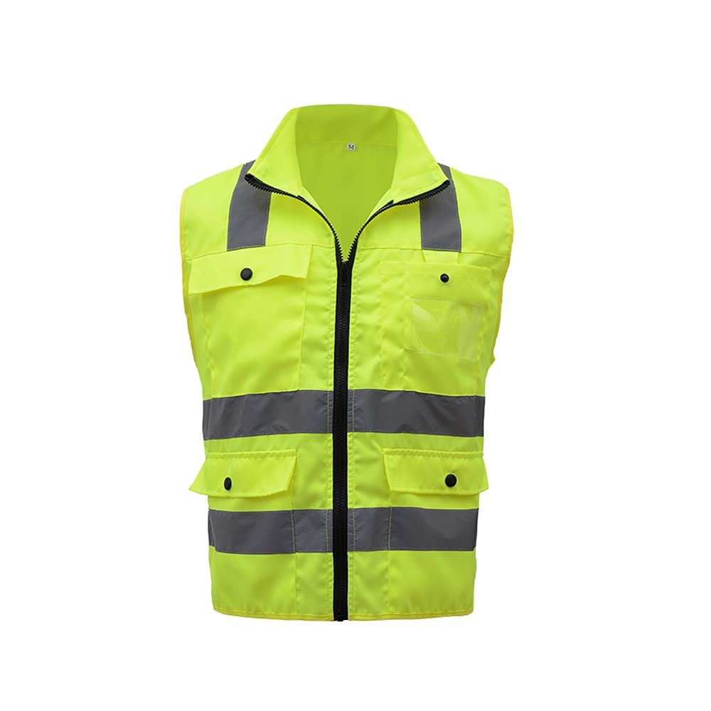 ankeer High Visibility Reflective Safety Vest Reflective Vest Multi Pockets Workwear Security Working Clothes Day Night Motorcycle Cycling Warning Safety Waistcoat