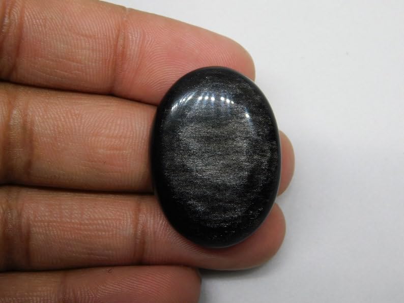 Obsidienne argentée véritable cabochon de collection GH_NAT_01362