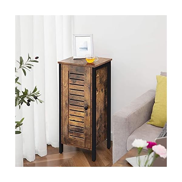 HOOBRO Storage Cabinet, Bathroom Floor Standing Cabinet, Small Sideboard, Tall Side Cabinet, Kitchen Cupboard with Door, Adjustable Shelves, for Living Room, Hallway, Bedroom, Rustic Brown EBF17CW01 - Image 3