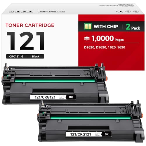 121 Toner Cartridge (Black 2-Pack with chip) High Yield Replacement for Canon 121 CRG-121 Toner Cartridges Compatible for Canon ImageCLASS D1650 D1620 Laser Printer Ink All-in-One Copier Scanner