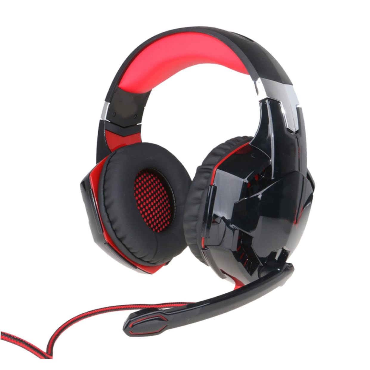 Mikikit Cuffie da Gioco LED con Microfono per PC Bassi Profondi Stereo Suono Surround Isolamento dal Rumore Paraorecchie in Pelle Delicata Cavo Resistente Adatte Computer e Dispositivi