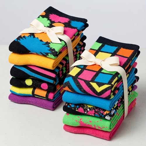 Image of Tipi Toe Women's Fun Patterned Dress Socks, 12-Pack Lightweight Colorful Crew Socks, Casual Novelty Assorted Designs