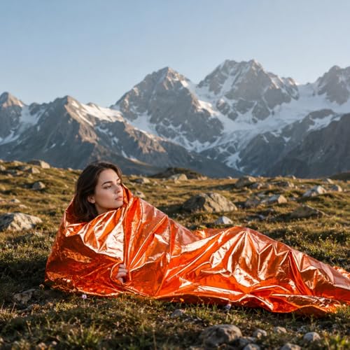 2 Stück Notfall Schlafsack, Überleben Schlafsack,Biwaksack,Wasserdicht Notfalldecke, Erste Hilfe Rettungsdecken, Hitzeabweisend Kälteschutz Wasserdicht mit Pfeife, Survival Ausrüstung für Outdoor