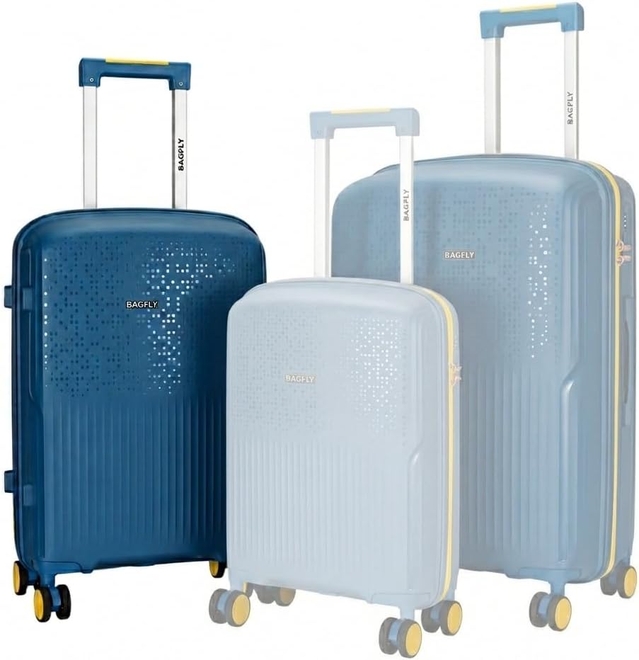 Mala de Viagem BAGFLY PIXEL Polipropileno Cadeado Flat Rodas 360 Zíper Antifurto (Electric Blue, Média)