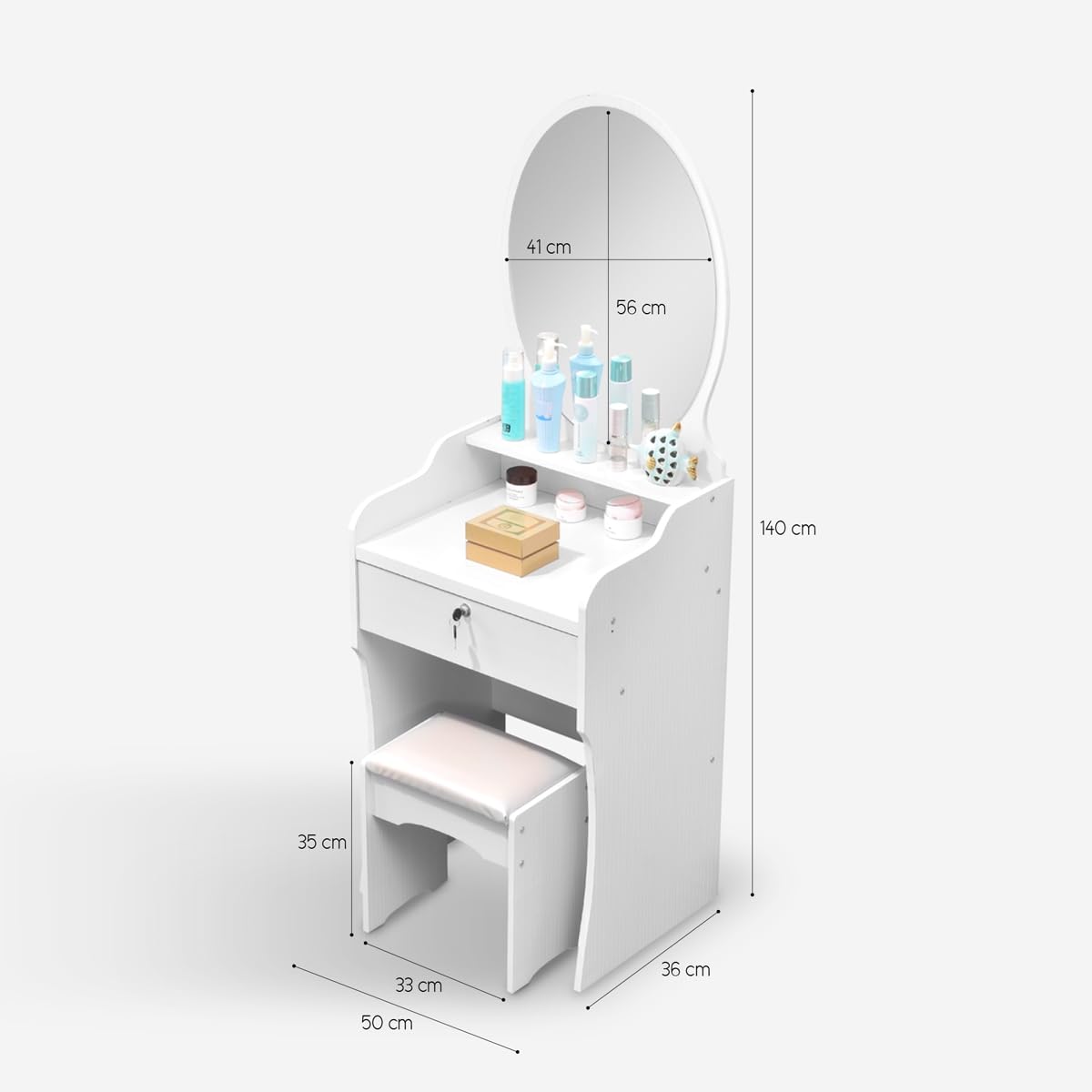 Produce Shop Postazione Trucco toeletta Mobile Specchio Sgabello Camera Letto Katrina