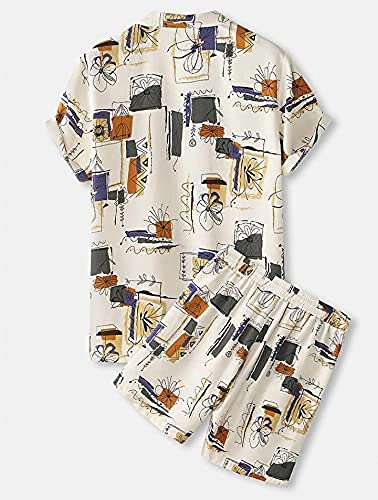 Image of Men's Poly Lycra Digital Printed Shirts with Pajama Shorts Night Suit Set
