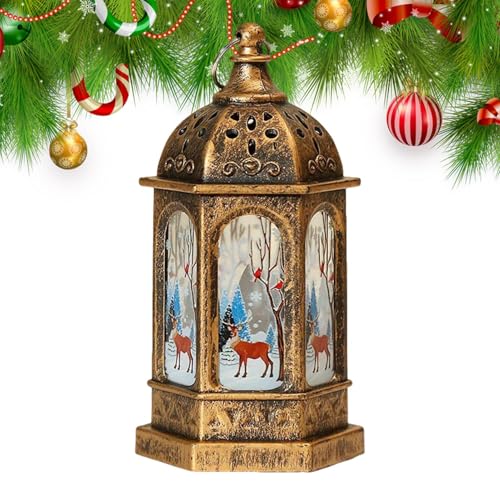 Faroles navideños decorativos para interiores, luces nocturnas LED retro Decoraciones navideñas | Estilo Vintage Decoración para el hogar y fiestas - Jardín Exterior