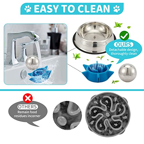 Demountable Slow Feeder Dog Bowls Stainless Steel Dog Maze Bowl For Large & Medium Dogs-Asewotos 2 Pack Slow Down Eating Bowl,Non-Tip&Non Skid Stops Rapid Eating Slow Dog Food Feeders #TOP4