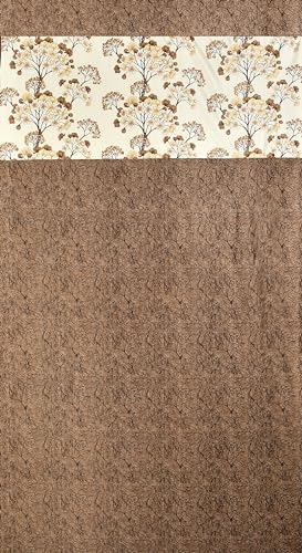 Image of Floral Patch Semi-Sheer Curtains for Window 6 Feet, Pack of 1, Coffee