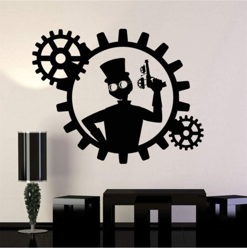 Vinyl Wall Sticker Steampunk Man Gun Gears Decor Sticker Wall Pictures