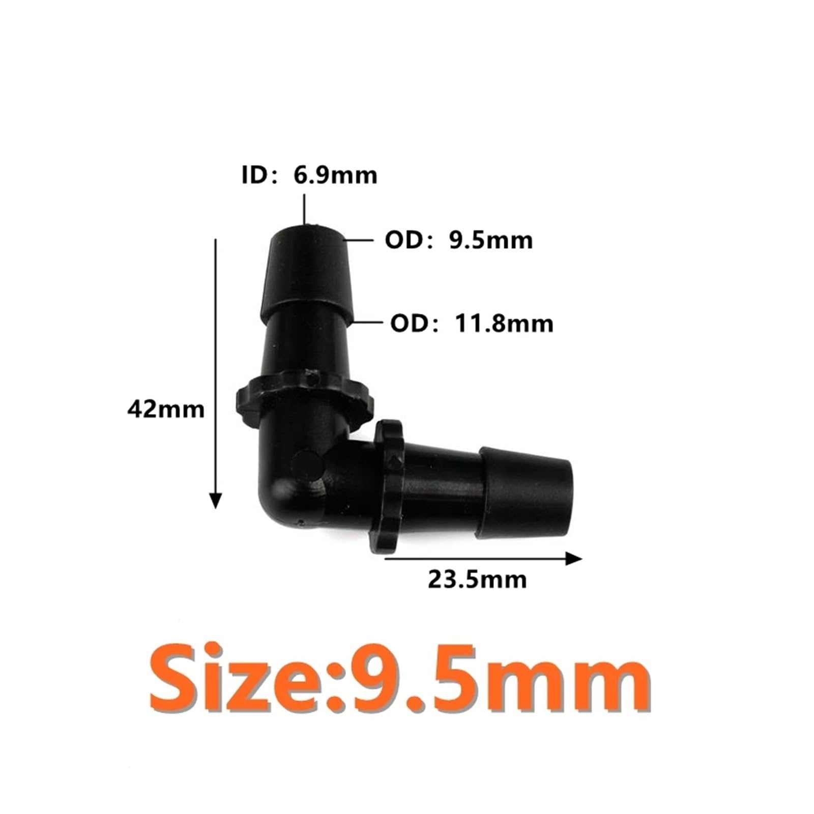 Conectores de Pagoda iguales de PE negro, accesorios de tubería de riego de jardín, adaptador de bomba de aire for tanque de acuario, 3~50 Uds., 2,4~11,1mm(9.5mm PE,50pieces)