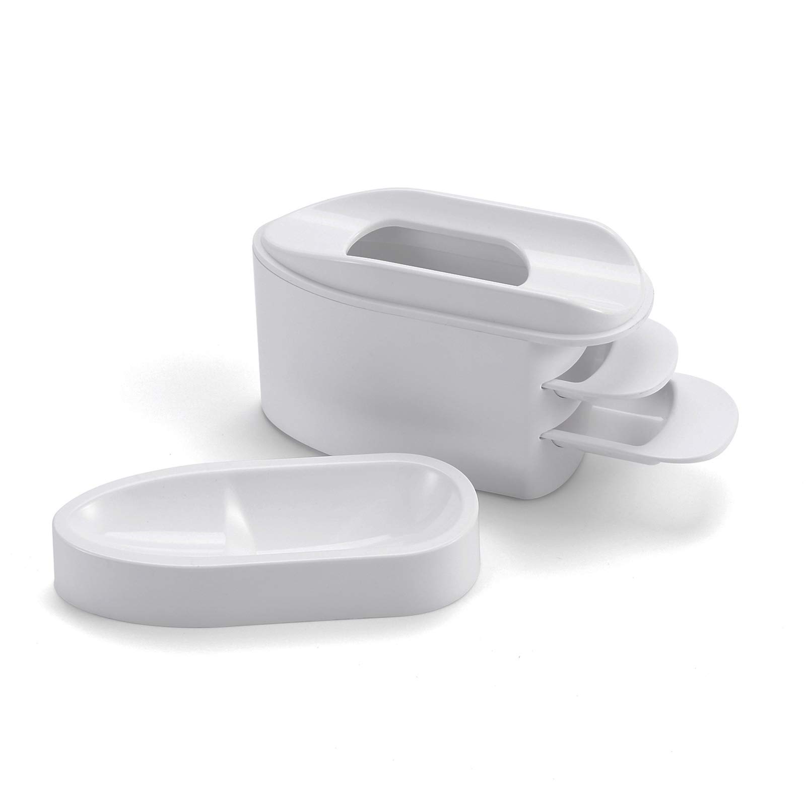 unibouti 2 In 1 Dip Powder Recycling Tray System Dipping Powder French Nail Mould Container Manicure Tool White Pink Smile Line