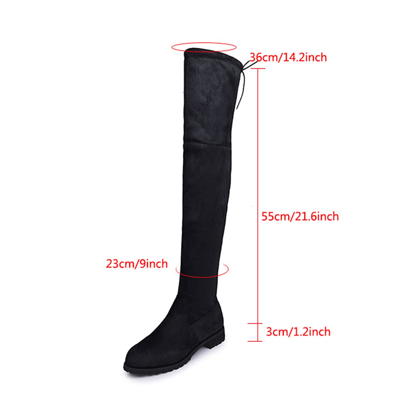 Stivali Donna Moda Casual Punta a Punta Scarpe con Tacco Quadrato Alto al Ginocchio