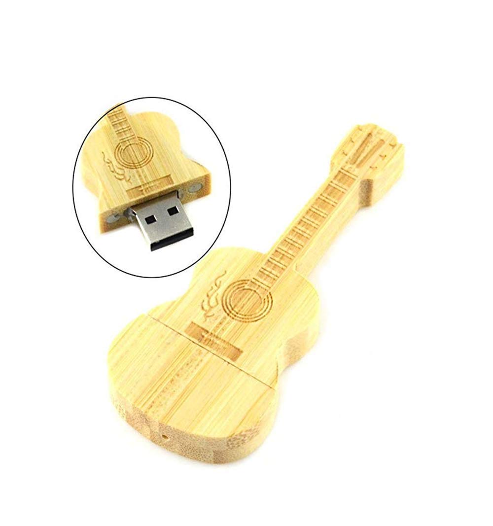Lot de 10 clés USB 2.0 en forme de guitare en bois haute vitesse (1 Go)