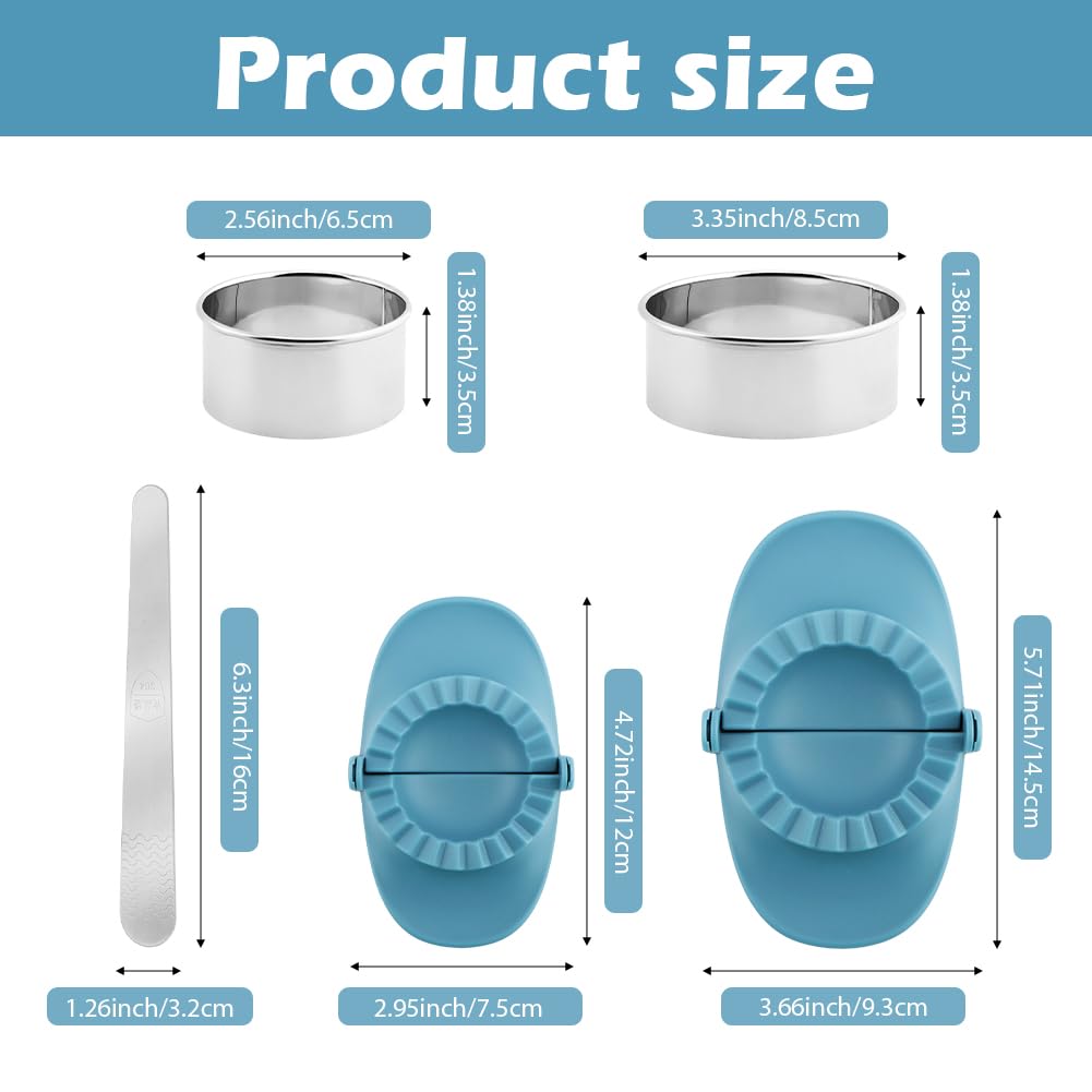 3Pcs Dumpling Maker Press with 3 Dough Cutter and Stuffing Spoon, Pierogi Maker Press Empanadas Press Mold Set DIY Manual Wrapper for Stuffed Pierogi Pastelitos Wonton