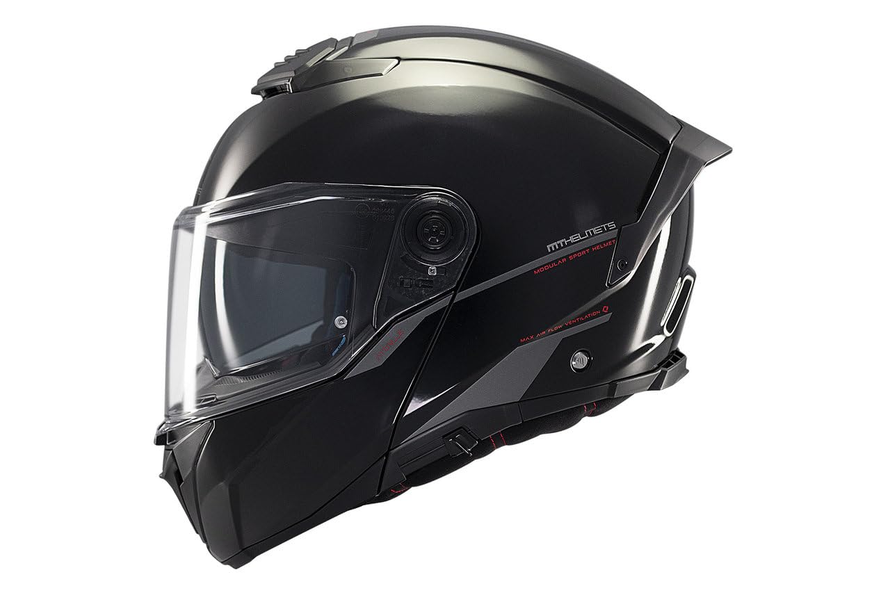 MT Helmets Atom 2 SV, Casco moto Modular Flip-Up, Visor Solar Retráctil, Interior Lavable, Preparado Intercomunicador UCS, Bloqueo frontal, Visor con posición Ventilación, Homologado ECE 22.06 & DOT