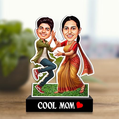 Image of ZOCI VOCI Personalized Caricature for Mom - inchCool Mom inch Custom Photo Cartoon Standee | Fun & Unique Gift for Mother | Birthday & Mother's Day Gift from Son /Daughter
