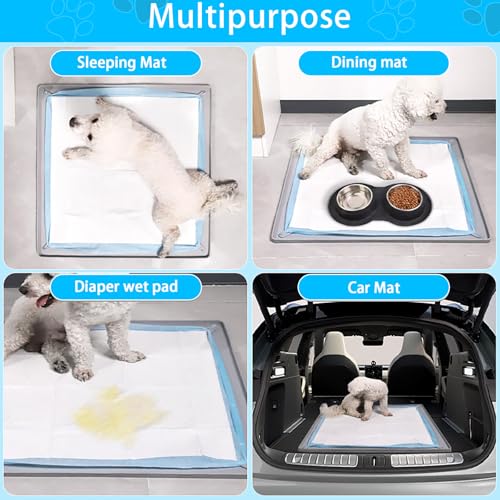Image of Pee Pad Holder for Dogs, 24 inchX24 inch Puppy Pad Holder with Raised Edge, Non-Slip Silicone Mat & Leak-Proof Dog Pee Tray for Floor Protection, Puppy Potty Training Pad Tray