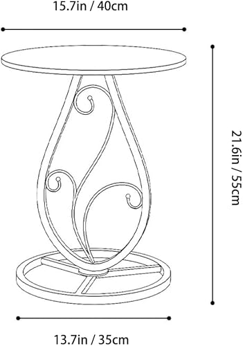 Miniatura 2 de Mesa auxiliar redonda bohemia para sala de estar, mesas auxiliares de escritorio de mármol natural con base floral de metal minimalista bohemio,