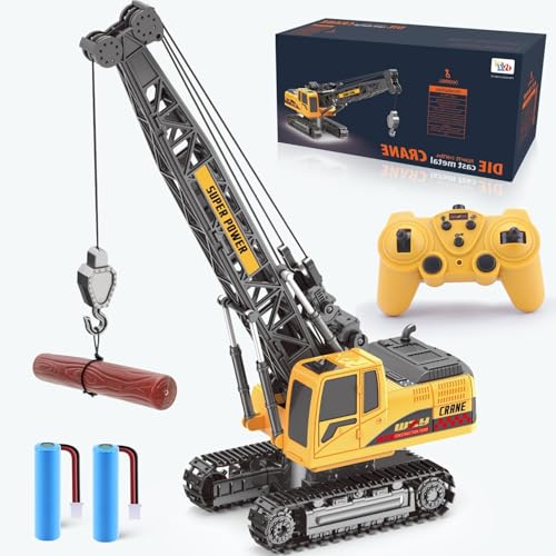 Jiakora Remote Control Crane Toy, 1:14 Scale RC Construction Vehicle with Metal Hook & 2 Batteries Included - Realistic Engineering Toy Truck, for Boys Girls 3 4 5 6 7 8 Years Old