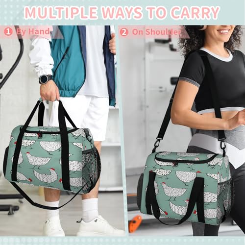 Cartoon chicken Travel Duffle Bag - Waterproof weekend luggage bag, men's sports and fitness bag, delivery hospital storage bag, overnight luggage bag with pull rod cover3
