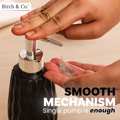 Image of Ceramic Soap Dispenser for Wash Basin - Handwash Dispenser Bottle - Leak-Proof Design with Silver Glossy BPA-Free Pump, Velo, Black, Pack of 2,SoapDispenser VeloCombo BlackBlack