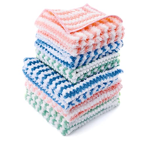 Begonia 12 Stück Putzlappen Mikrofaser Reinigungstücher Saugfähige Tücher Allzwecktücher Multipack Geeignet für Küche Windschutzscheibe Büroreinigung 6 groß: 30*30 6 klein: 25*25 Cover