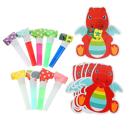 BESPORTBLE 20Pcs Funny Dinosaur Noisemakers Party Blowouts for Birthdays Festivals Gatherings Cheerleading Props Cute Design Easy to Use