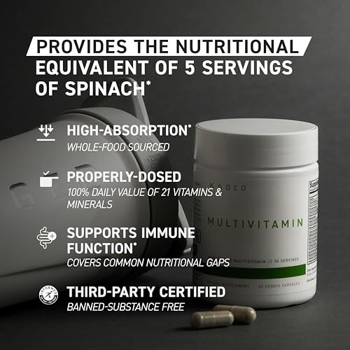 Image of Kaged Multivitamin Capsules | Unflavored | Whole Foods Organic Fruits & Veggies | Plant Based Vegan Multivitamin | Vitamin C, D, E, B12 | Supplements for Men & Women | 30 Servings