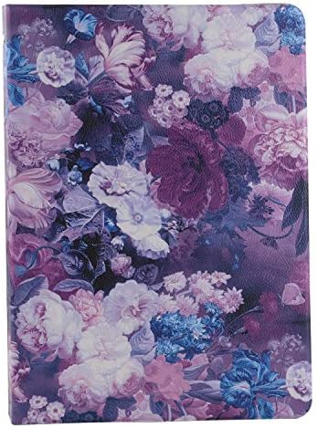 XIAOZHI Professional Portfolio, Floral Painting PU Leather Binder Padfolio, Business Planner Organizer with 3-Ring Binder, Purple, 9.5 x 9.5 x 12.8"