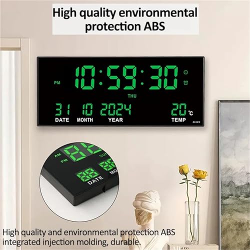 Reloj de pared digital grande de 14 pulgadas con calendario y alarma 5