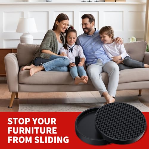 Image of Ezprotekt Non Slip Furniture Pads, 8 Pcs 3.5 inch Anti Skid Rubber Furniture Caster Cups, Anti-Slip Furniture Coasters for Hardwood Floors, Anti Slide Floor Protectors for Bed Couch Stoppers (Black)