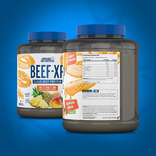 Applied Nutrition Beef XP – Klares Hydrolysiertes Fruchtsaftartiges Beef Protein Isolate, Beef Protein Powder ohne Milchprodukte, Laktose, Zucker, Fettarm (1.8kg, Tropical Vibes)