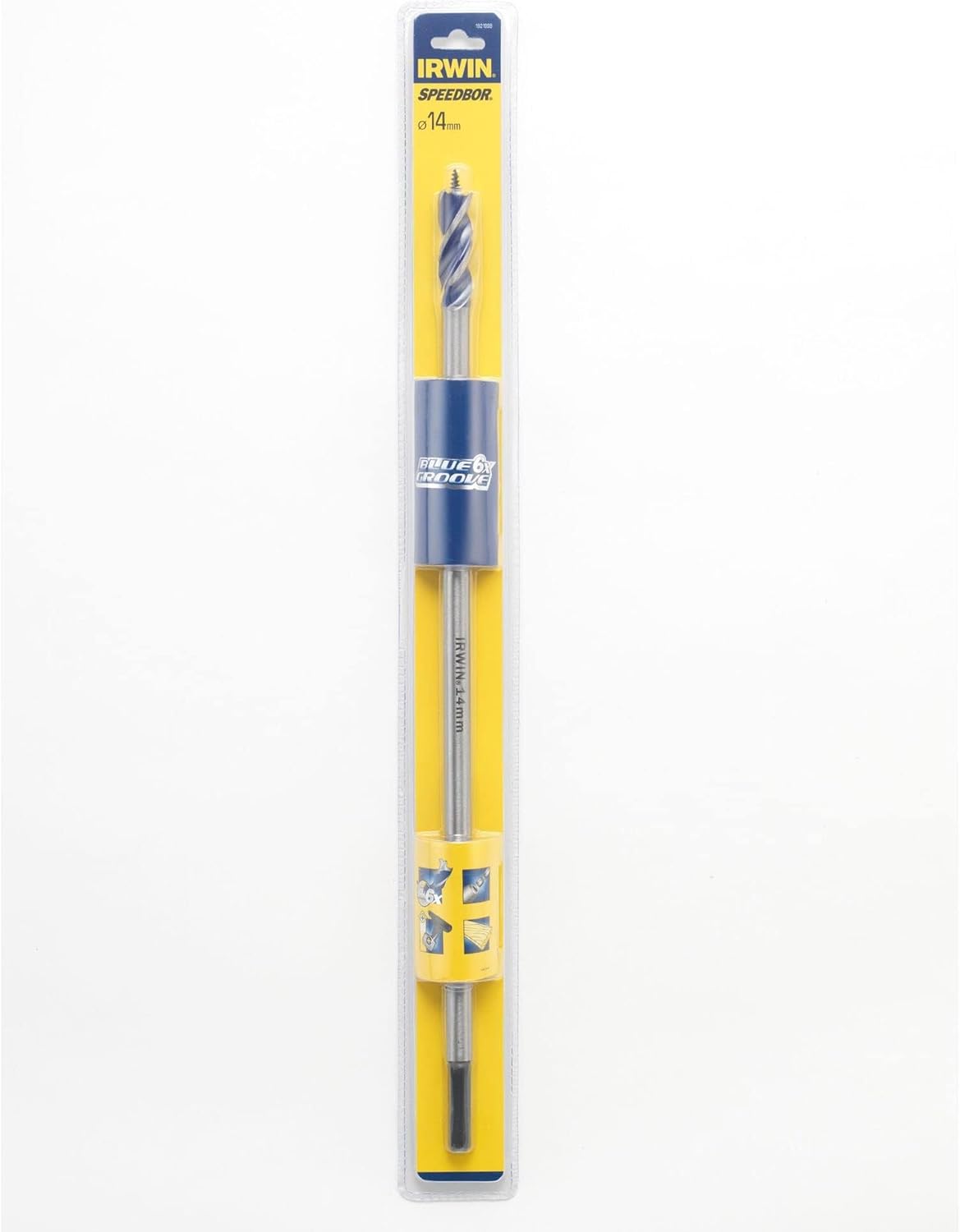 IRWIN 1921998 6X Blue Groove Long Wood Bit 14 mm x 16-Inch